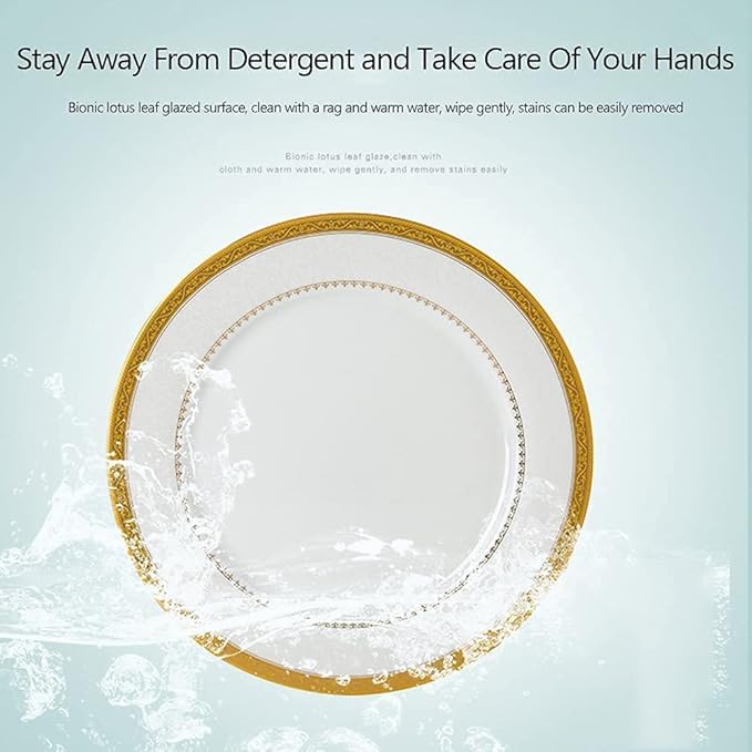 Dinnerware Set Luxury Family Dinner Service Set, 30/56/60PCS Ceramic Dinnerware Set Bone China Tableware Dishes Plates Ceramic Combination Dinner Service Set Po