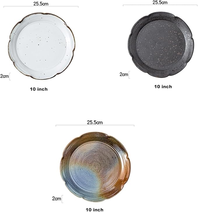 SONGCHAO Party Supplies 10 Inch Western Steak Plate Ceramic Flat Plate Vintage Dessert Plate Light Dinner Plate Household Dinner Plate Fruit Tray Party Plates (Color : B)