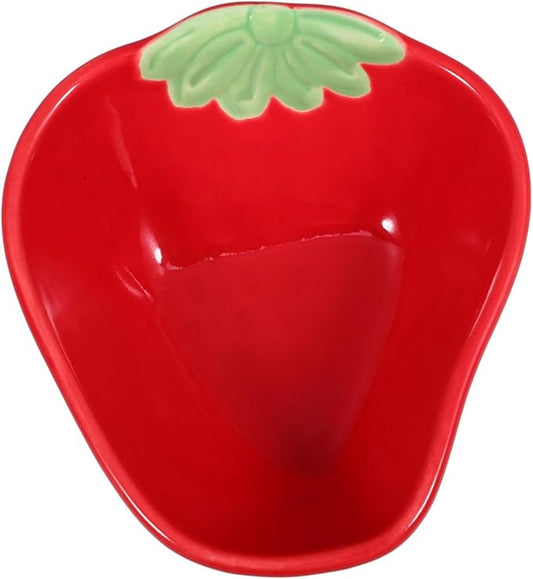 Cabilock Ceramic Strawberry Shaped Dipping Sauce Plate Multi Functional Appetizer Dish for Condiments Seasonings and Fruits for Home Parties and Gatherings