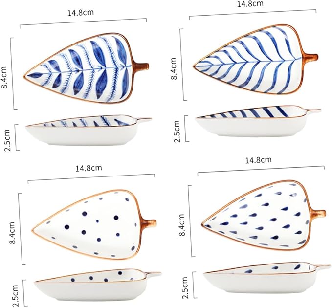 Unomor 3Pcs Ceramic Sauce Dipping Dishes Appetizer Plates for Sauces and Seasonings Random Styles and Easy to Clean for Home Restaurant Catering