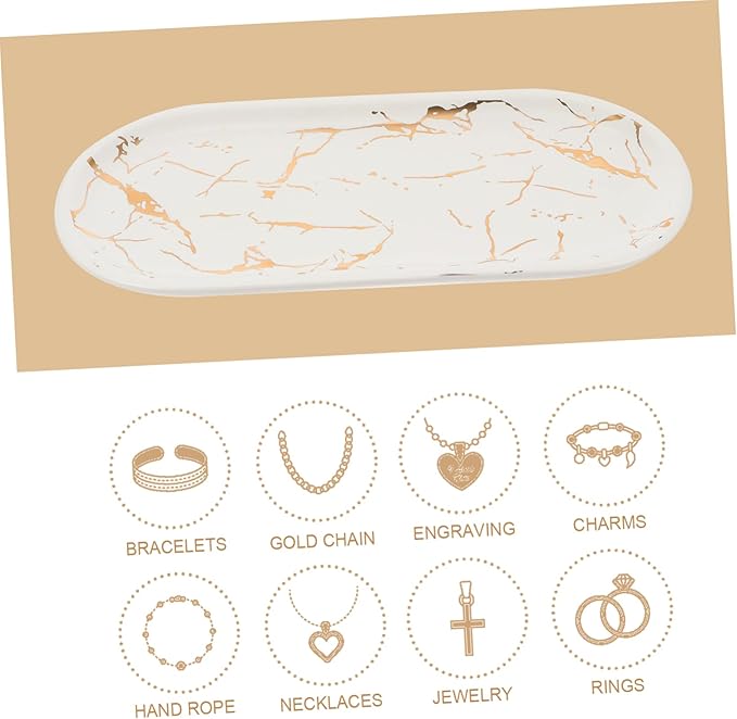 3 Pcs Marble Ceramic Plate Appetizer Serving Tray Dessert Plate Ceramic Marble Tray Restaurant Sushi Plate Ceramic Fruit Plate White Dinner Party Dressing Table Cosmetic Ceramics
