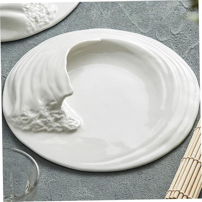 Healifty Ceramic Food Serving Plate Creative Western Snack Dish Unique Porcelain for Restaurants and Home Use Easy to Clean for Appetizers