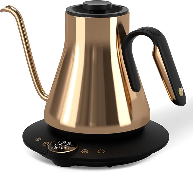 Cocinare FLOW B9 Gooseneck Electric Kettle, Precise Temperature Control for Pour-Over Coffee & Tea Brewing, Stainless Steel Interior, Rapid Heating for Boiling Water 0.9L (Soulages Black)
