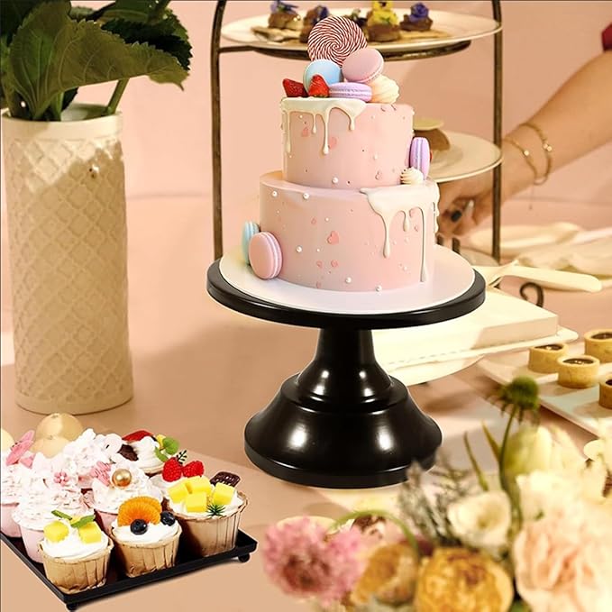 3 Pcs Metal Cake Stand Set 8/10/12 inch Dessert Table Display Perfect for Baby Shower Wedding Birthday(Black)