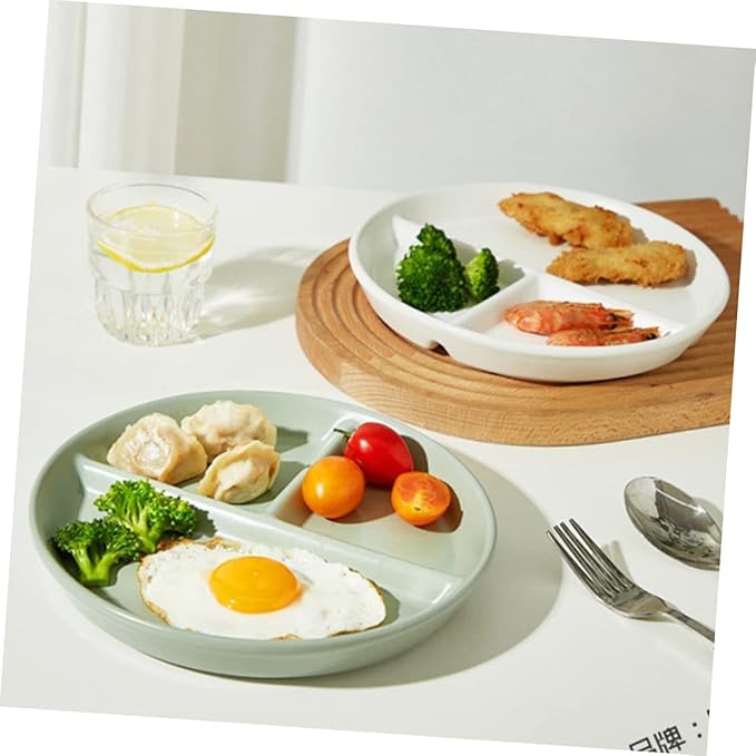 Luxshiny Healthy Eating Plate Ceramic Sectioned Plates for Adults for Portion Control for Family Dinner