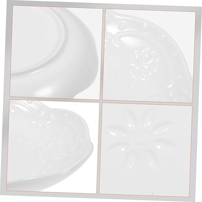 2pcs Ceramic Sauce Dishes Dipping Bowl Embossed Porcelain Appetizer Plates White Style