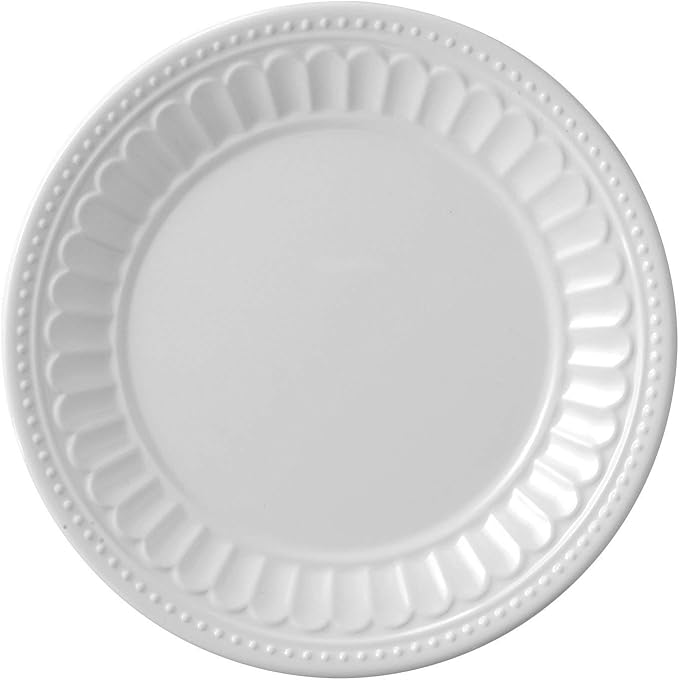 UP UPware Chateau Melamine Round Dessert Plates, Small Serving Plates, for Appetizer, Snacks, and Side Dishes, White, 6 Inch, Set of 4