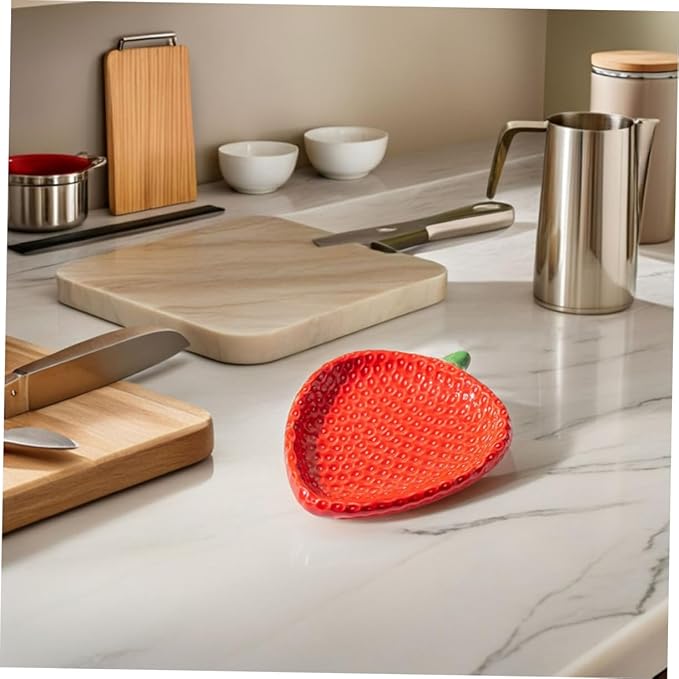 Luxshiny Strawberry Ceramic Dipping Plate: Small Plate For Sauces Snacks And Appetizers - Strawberry Dish For Family Parties And Restaurant Decor