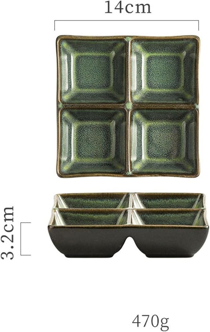 Sauce Dish 1 Piece Multifunctional Compartmentalized Plate Ceramic Snacks Dessert Bowl Snack Plate Roasted Meat Seasoning Sauce Plate Snack Plate(C)