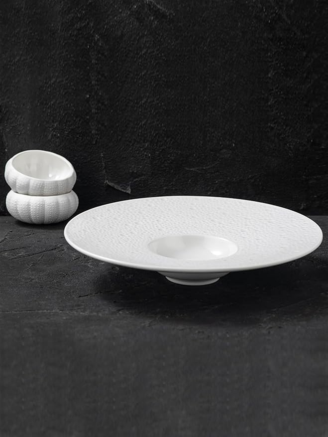 Appetizer Plates Creative Stone Pattern Ceramic Western Food Plate Restaurant White Plate Caviar Plate Cheap Plates(A)
