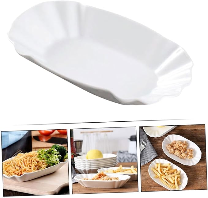 Unomor 2pcs Creative Ceramic Snack Plates for Appetizers French Fries and Dips Elegant Serving Dishes for Parties Family Gatherings and Casual Dining