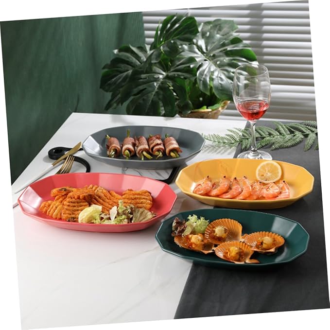 LIFKOME Unique Ceramic Fish Plate Grey Fruit Serving Dish Snack Tray for Parties and Gatherings