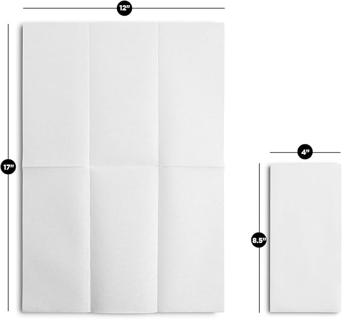 2000-Pack BloominGoods Disposable Bathroom Napkins | Linen-Feel Guest Towels | Cloth-Like Hand Tissue Paper, White, 12" x 17"