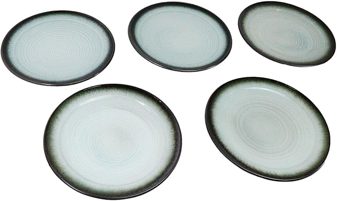 Ebros Gift Blue Sky Stars Artistic Seikai Porcelain Collection Dinnerware Serveware Kitchenware Set Asian Japanese Dining Restaurant Supply (Pack Of 5 Large Round Dinner Plates 10"D)