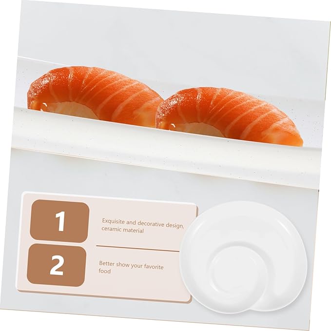 Alipis Divided Ceramic Dumpling Plate with Sauce Dish Elegant Shell-shaped Food Tray for Sushi Appetizers and Snacks for Home and Restaurant Use