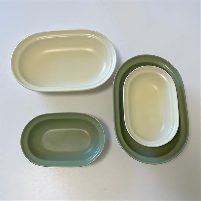 SONGCHAO Party Supplies Solid Color Ceramic Dinner Plate Oval Salad Plate Home Breakfast Plate Dessert Plate Restaurant Ceramic Plate Party Plates (Color : A, Size : Medium)