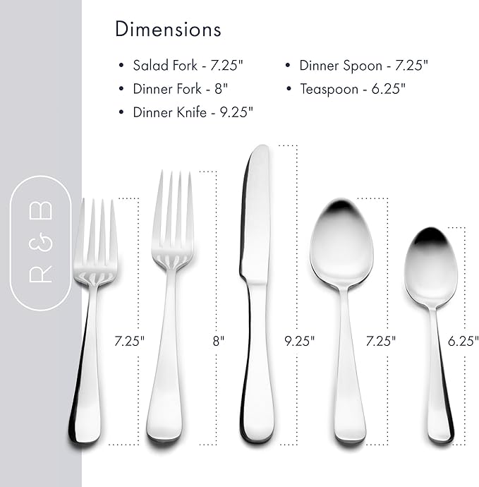 Roberts & Belk 45-Piece Camden Gold Silverware Set – Flatware for 8 – High Mirror Stainless Steel Utensils with Knives, Forks & Spoons
