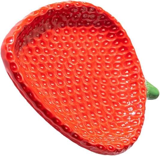 Zerodeko Strawberry Shaped Ceramic Appetizer Plates Charming Porcelain Snack Dish for Sushi Pastries and Desserts Compact and Portable for Home Gatherings and Outdoor Picnics
