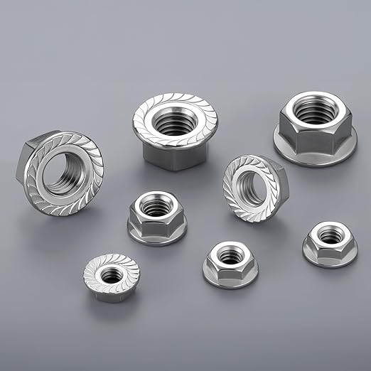1/4-20 Flange Nuts 90Pcs, Serrated Flange Hex Nuts 304 Stainless Steel 18-8, Bright Plain Finish