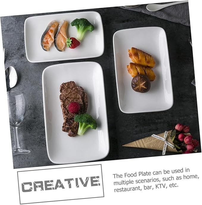 PRETYZOOM 3pcs Appetizer Plates for Party Rectangular Food Serving Trays for Salads Breakfast Dessert