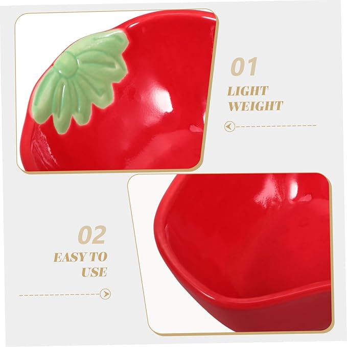LIFKOME Ceramic Dipping Sauce Plate Multi-functional Appetizer Dish for Sauces Snacks and Seasonings Lightweight and Stylish Strawberry Bowl for Food Presentation