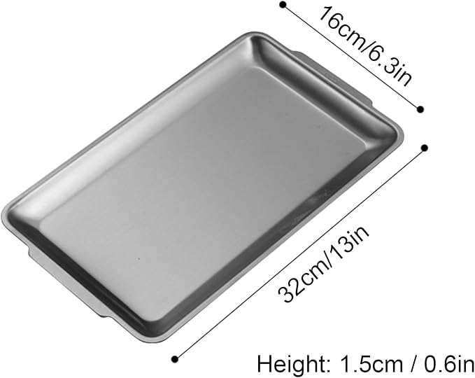 Baking Sheet, Sheet Pans for Baking Stainless Steel, Rectangle Metal Serving Tray with Handles for Dining, Party, Buffet, Dishwasher(Silver,32 * 16cm/13 * 6.3in)