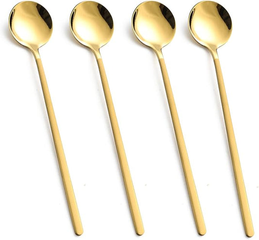 4-Piece Dessert Spoons Set,Stainless Steel Dessert Spoons,Silverware Teaspoon for lce Cream,Tiramisu,Pudding,Yogurt