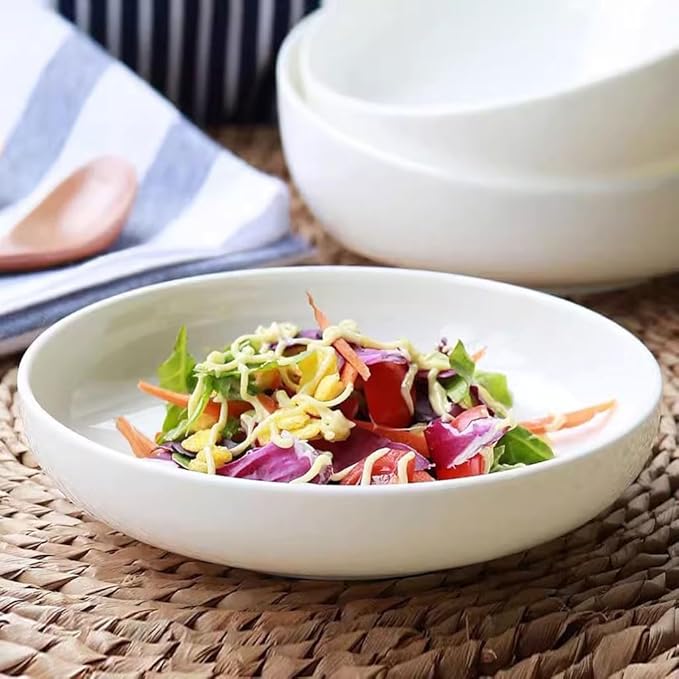 SONGCHAO Party Supplies Household Round Dish Plate Ceramic Soup Plate Dinner Plate Simple Creative Bone China Dish Plate Deep Dish Party Plates (Size : Medium)