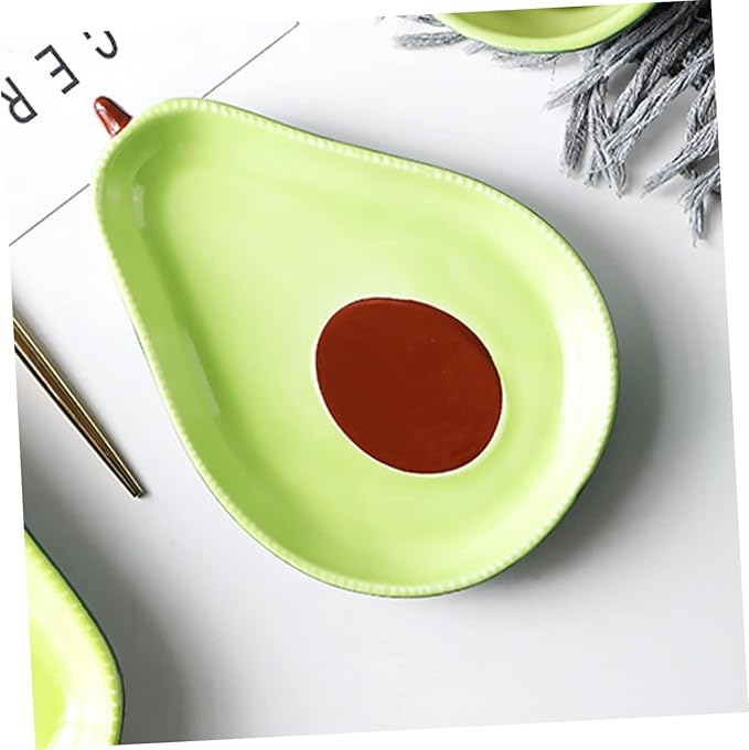 1Pc Avocado Shape Ceramic Serving Plate Creative Food Container for Appetizers Desserts and Salads for Parties Gatherings and Restaurants Lightweight Design