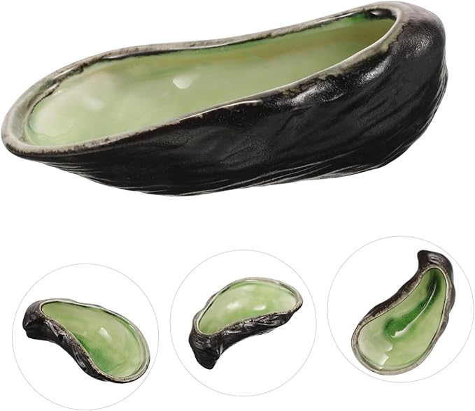 BESTOYARD Vintage Ceramic Serving Platter Set Oyster Shell Dish Caviar Plate and Appetizer Tray for Restaurants and Home Use Elegant Food Presentation