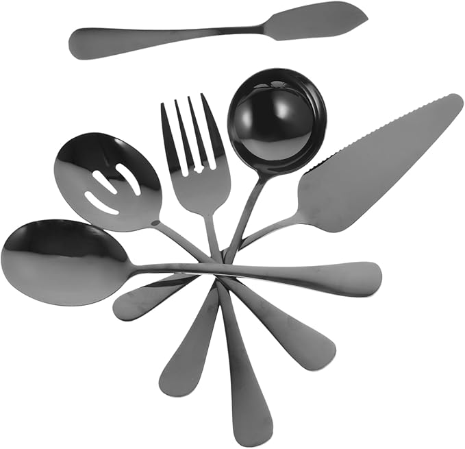 Zerodeko Heavy Duty Silverware Set Serving Spoon Fork Cutter Reusable Cutlery Set Kitchen Utensil