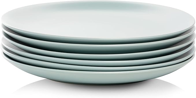 10 Strawberry Street Wazee Matte 10.5" Coupe Dinner Plate, Set of 6, Mineral Blue
