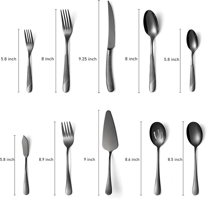 45-Piece Silverware Set Stainless Steel Flatware Set for 8 with Serving Utensils Include Dinner Fork Knife Spoon Cutlery Utensil Set for Home Kitchen Restaurant