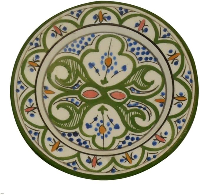 Ceramic Plates Handmade Appetizer Tapas Set Of 4 - White Green