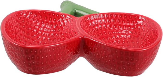 OUNONA Strawberry Shaped Ceramic Serving Plate Elegant Japanese Design Decorative Fruit Bowl for Salads Sashimi and More Porcelain Appetizer Plate Unique Tableware