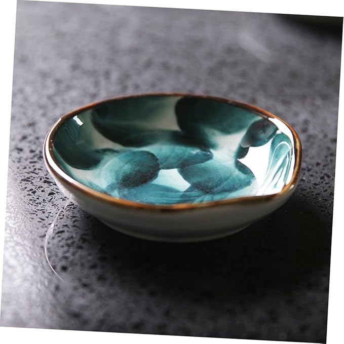 2pcs Hand-painted Ceramic Discs Decorative Trays for Snacks Sauce Japanese Style Food Dipping Bowl Seasoning Dish Condiment Tray Appetizer Plate Sauce Plate
