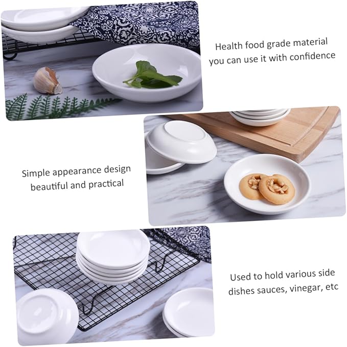 Cabilock 6pcs Ceramic Sauce Dishes Practical Seasoning Plates for Condiments Snacks and Dips for Home Kitchen Bbq and Picnics Appetizer Bowls