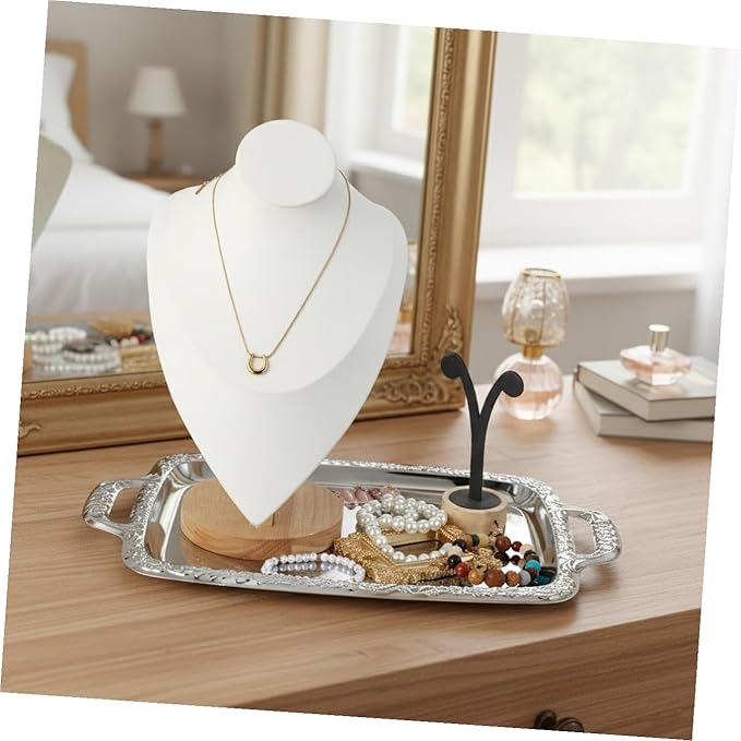 Veemoon Rectangular Silver Serving Tray - Vintage Metal Tray for Whiskey - Dining Tableware and Decorative Platter Perfect for Entertaining and Home Decor