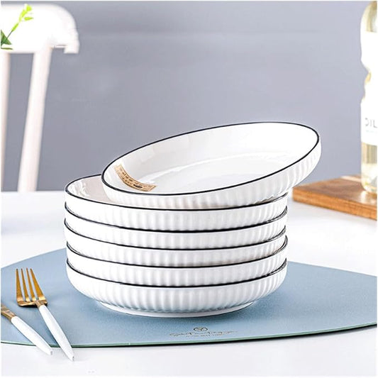 Sauce dish,Porcelain Appetizer Dishes Set of 4, Snack 7 inch White Ceramics Plates for Sides Pasta Kitchen Soup Ceramic Serving Bowls