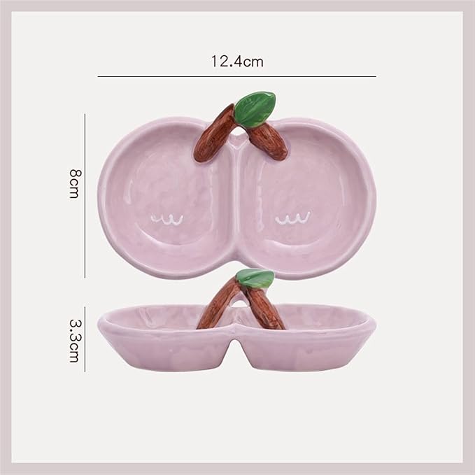 Sauce Dish Creative Shape Ceramic Plate Snack Plate Exquisite Compartment Snack Plate Household Appetizer Plate Snack Plate(Purple), 2-piece, ZCL2024