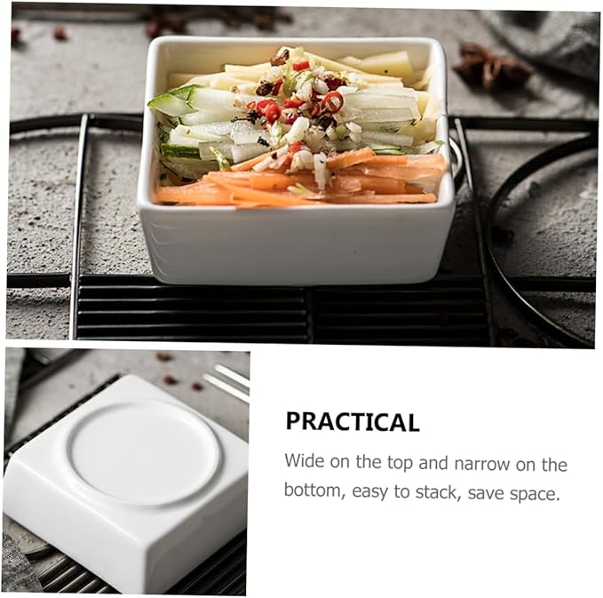 2Pcs Mini Square Ceramic Dishes Practical Appetizer Plates for Sauces Dips and Seasonings for Parties Weddings and Banquets Space Saving Design