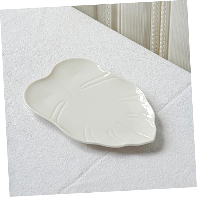 Leaf Shaped Ceramic Snack Plate Elegant Food Tray for Fruits Appetizers and Desserts Lightweight Kitchen Dish for Entertaining Parties and Daily Use