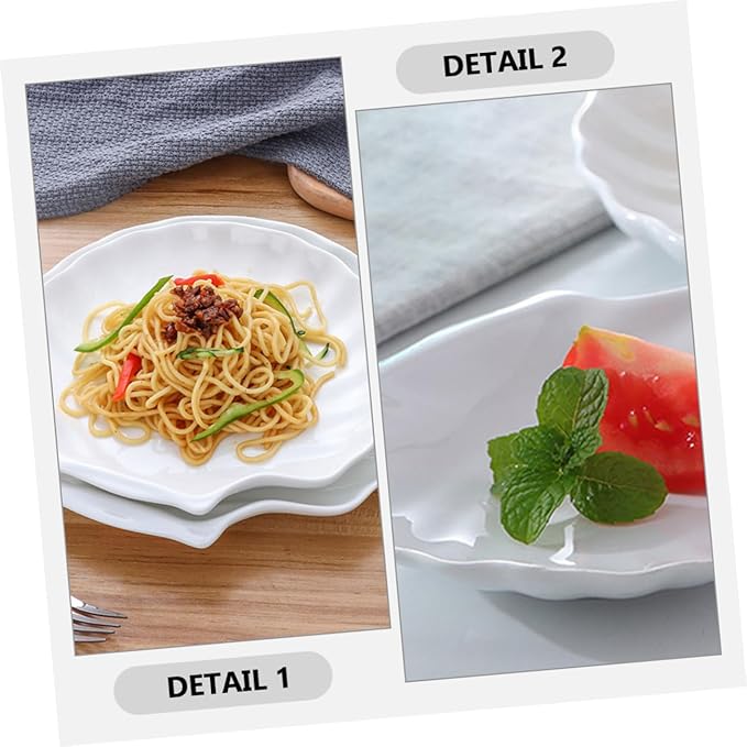 PRETYZOOM 2pcs Shell Shape Ceramic Plate Elegant Decorative Serving Dish for Home Restaurant Events for Appetizers Desserts Snacks Lightweight Easy to Clean