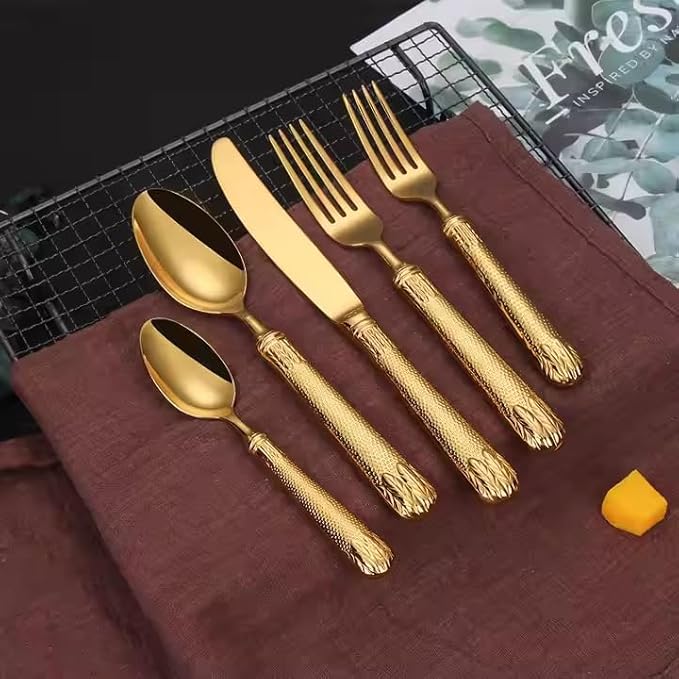 20-Piece Gold Silverware Set, Premium 18/10 Stainless Steel Flatware Set for 4, Mirror Polished Gold Cutlery, Dishwasher Safe Modern Tableware