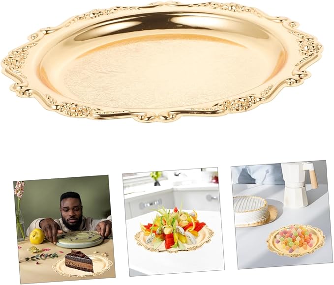 Elegant Gold Serving Tray Large Party Serving Platter Snack Plate for Events Decorative Trays