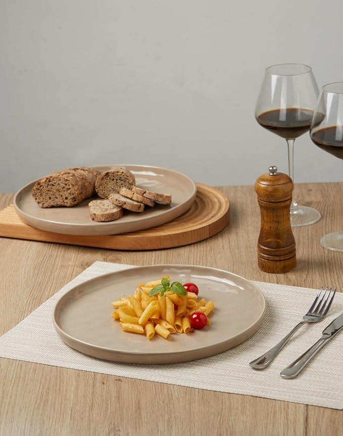 famiware Mars 6 Pieces Dinner Plates, 10.25 inch Plate Set, Scratch Resistant, Stoneware Dinnerware, Kitchen Modern Rustic Serving Dishes, Cinnamon Brown