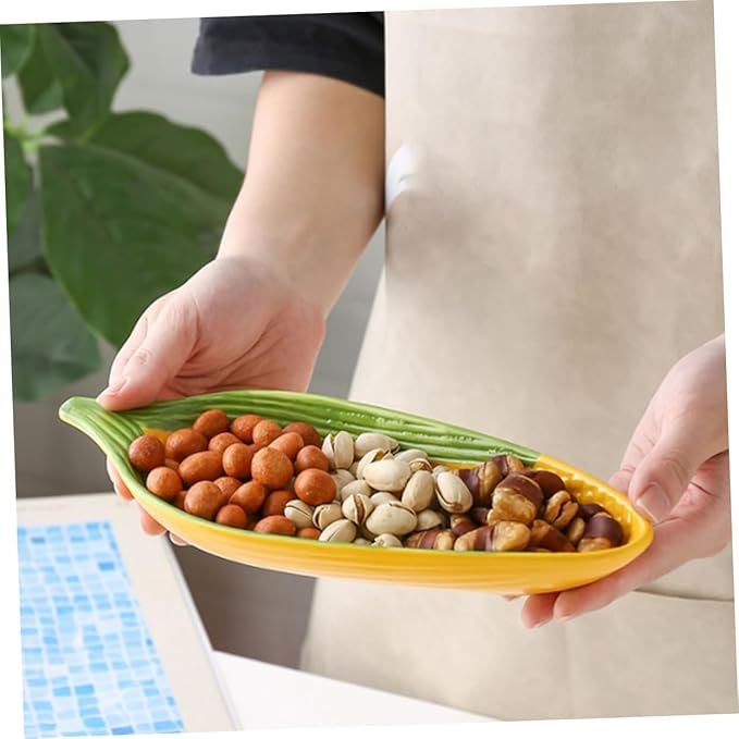Ciieeo Ceramic Corn Cob Holders with Non Slip Bottom Handpainted Appetizer Plates for Sushi Family Meals Microwave Dishwasher Safe Corn Dishes Elegant Serving Trays for Dining