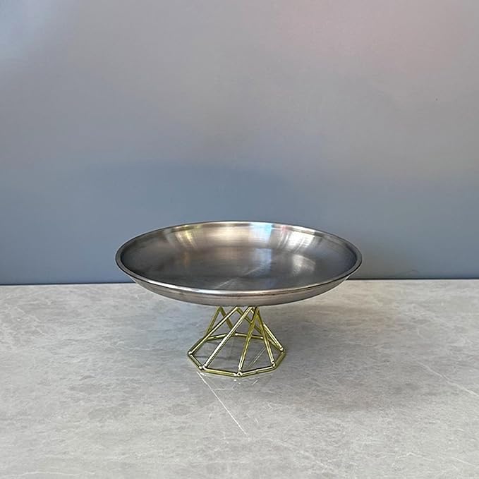 Stainless Steel Platter for Table Centerpieces Elegant Decorative Dessert Plate Practical High-Footed Food Serving Tray Birthday Party Serveware