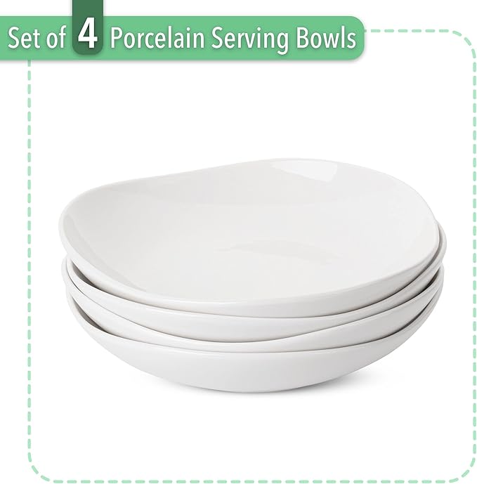 BTaT- Porcelain Serving Bowls, Triangular, 24 Oz, Set of 4, Pasta Bowls, Large Serving Bowls