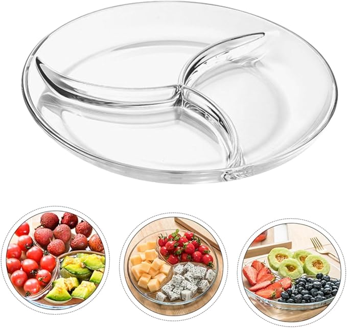 NOLITOY Plates Lunchable Container Fruit Salad Plate Serving Tray Modern Kitchen Glass Tableware